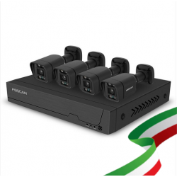 Kit Videosorveglianza POE da 8 Canali Foscam con 4 Telecamere Nere Bullet IP 4K/8MP FNA108E-B4-2T , Hardisk Da 2TB Incluso