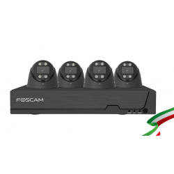 Kit Videosorveglianza POE da 8 Canali Foscam con 4 Telecamere Nere Dome IP 4K/8MP FNA108E-T4-2T , Hardisk Da 2TB Incluso