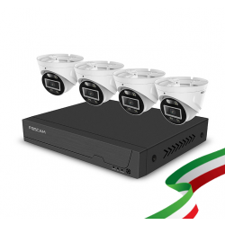 Kit Videosorveglianza POE da 8 Canali Foscam con 4 Telecamere Dome IP 4K/8MP FNA108E-T4-2T, Hardisk Da 2TB Incluso